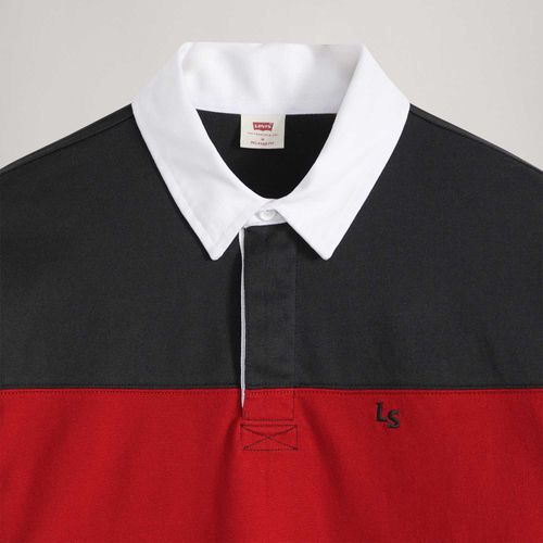Polo Levi's®Pieced Union Rugby Listrada Vermelha Manga Longa