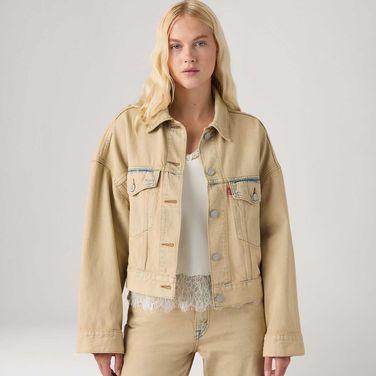 Jaqueta Jeans Levi's® Trucker Loose Crop Bege