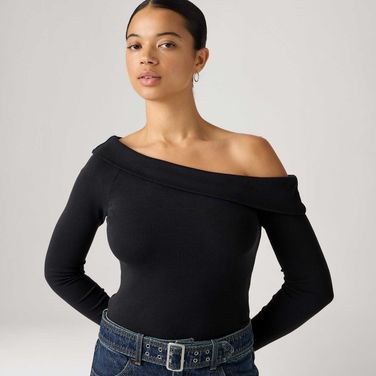 Blusa Levi's® Clara Rib Off Preta Manga Longa